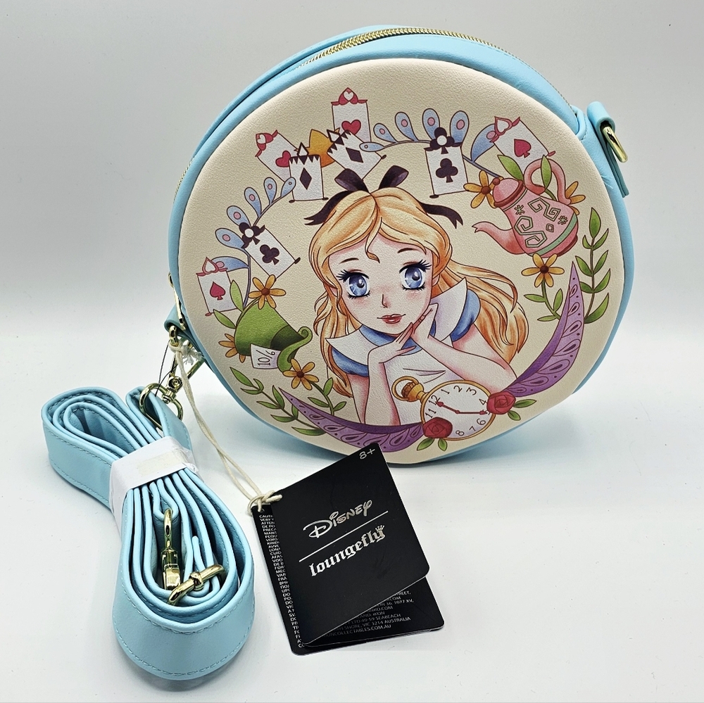 Loungefly Disney Alice In Wonderland Doodle Circle Crossbody Bag New With Tag